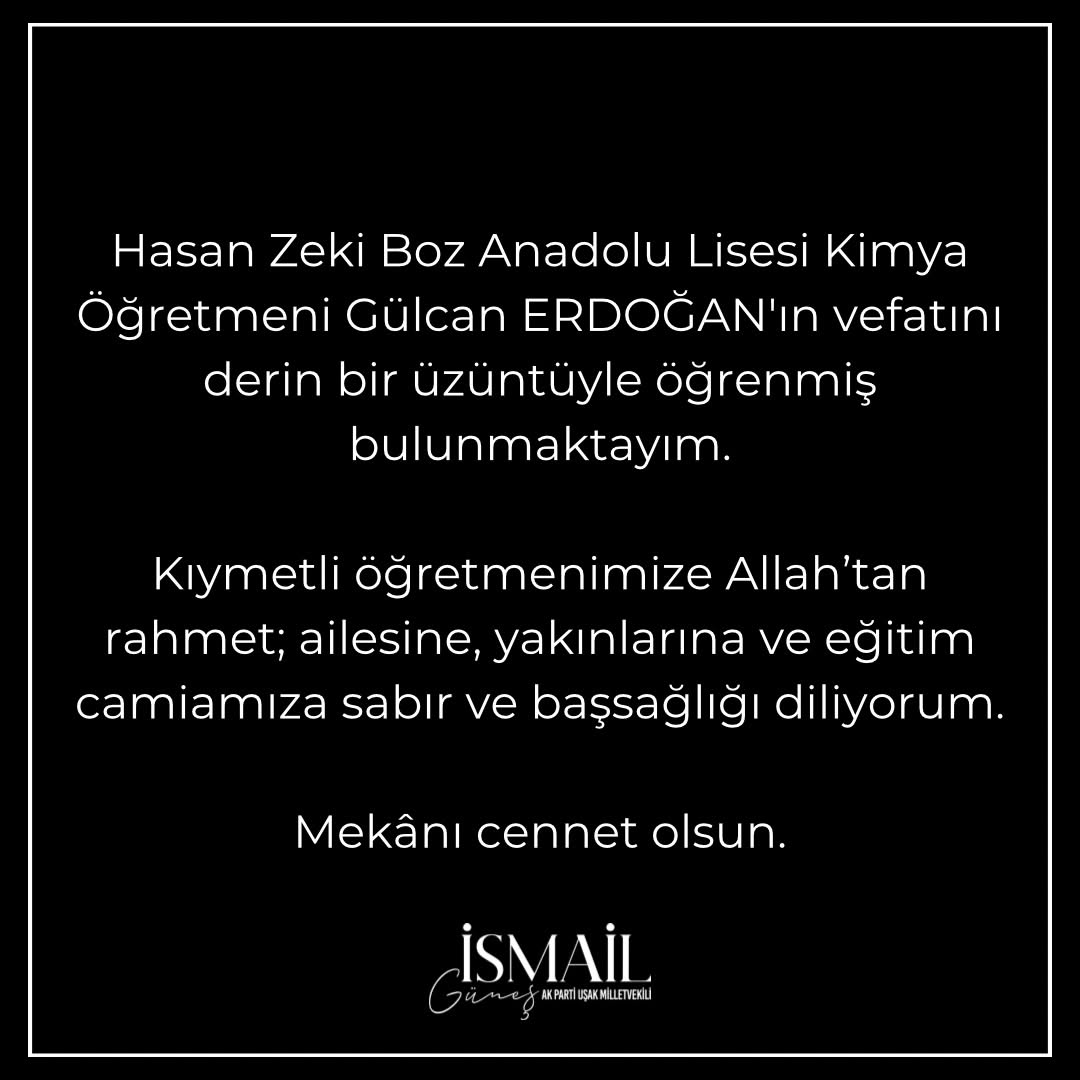 Hasan Zeki Boz Anadolu Lisesi Kimya Öğretmeni Gülcan ERDOĞAN’ın Vefatı