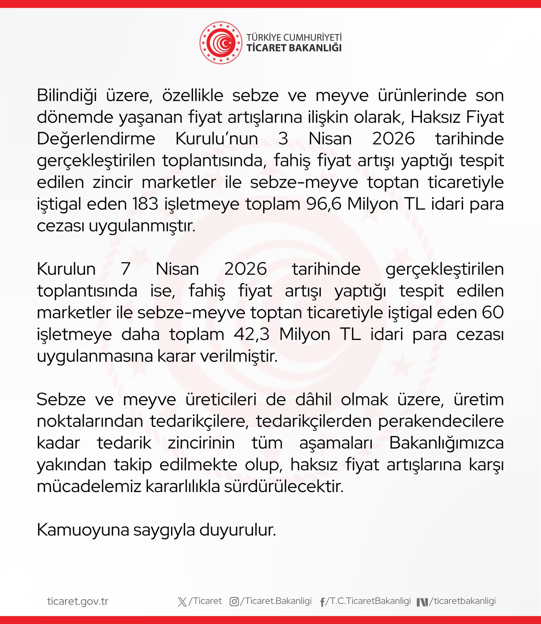 Zincir marketlere ve toptancılara büyük ceza