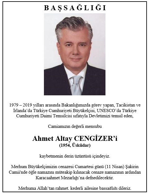 Emekli Büyükelçi Ahmet Altay Cengizer'in Vefatı