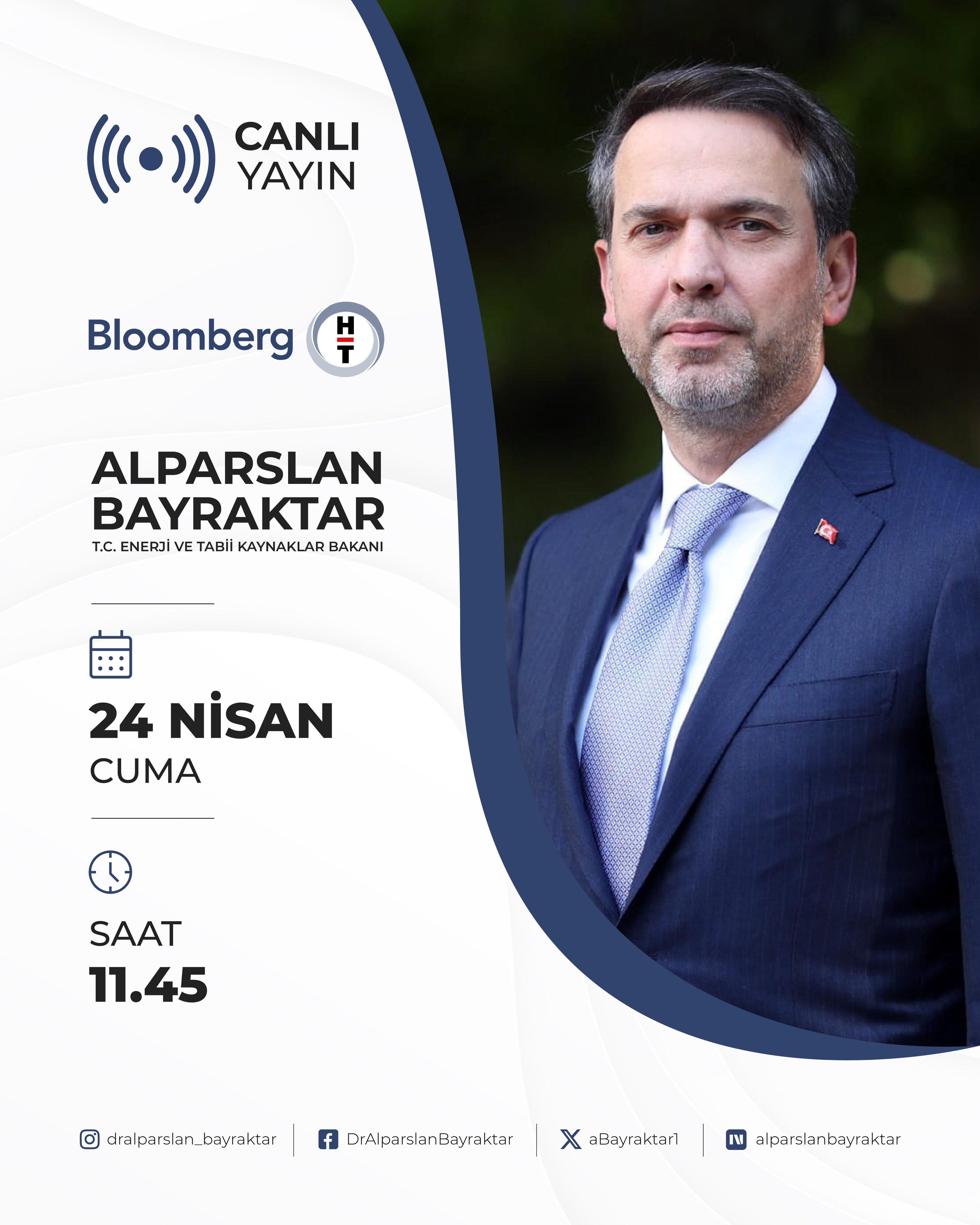 Bakan Bayraktar, Bloomberg HT'de canlı yayın konuğu olacak