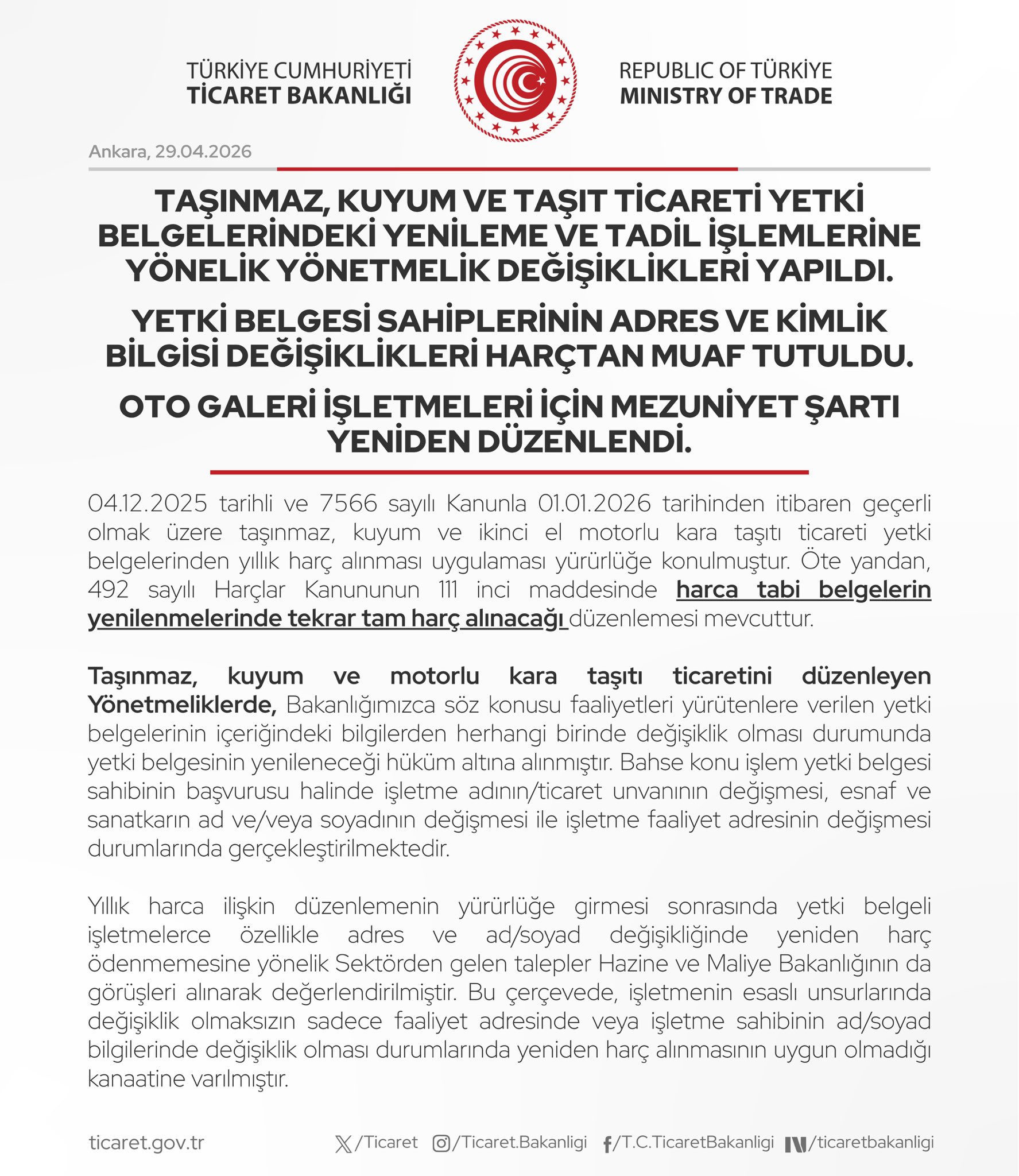 Gayrimenkul, mücevher ve araç ticaretinde düzenleme değişiklikleri