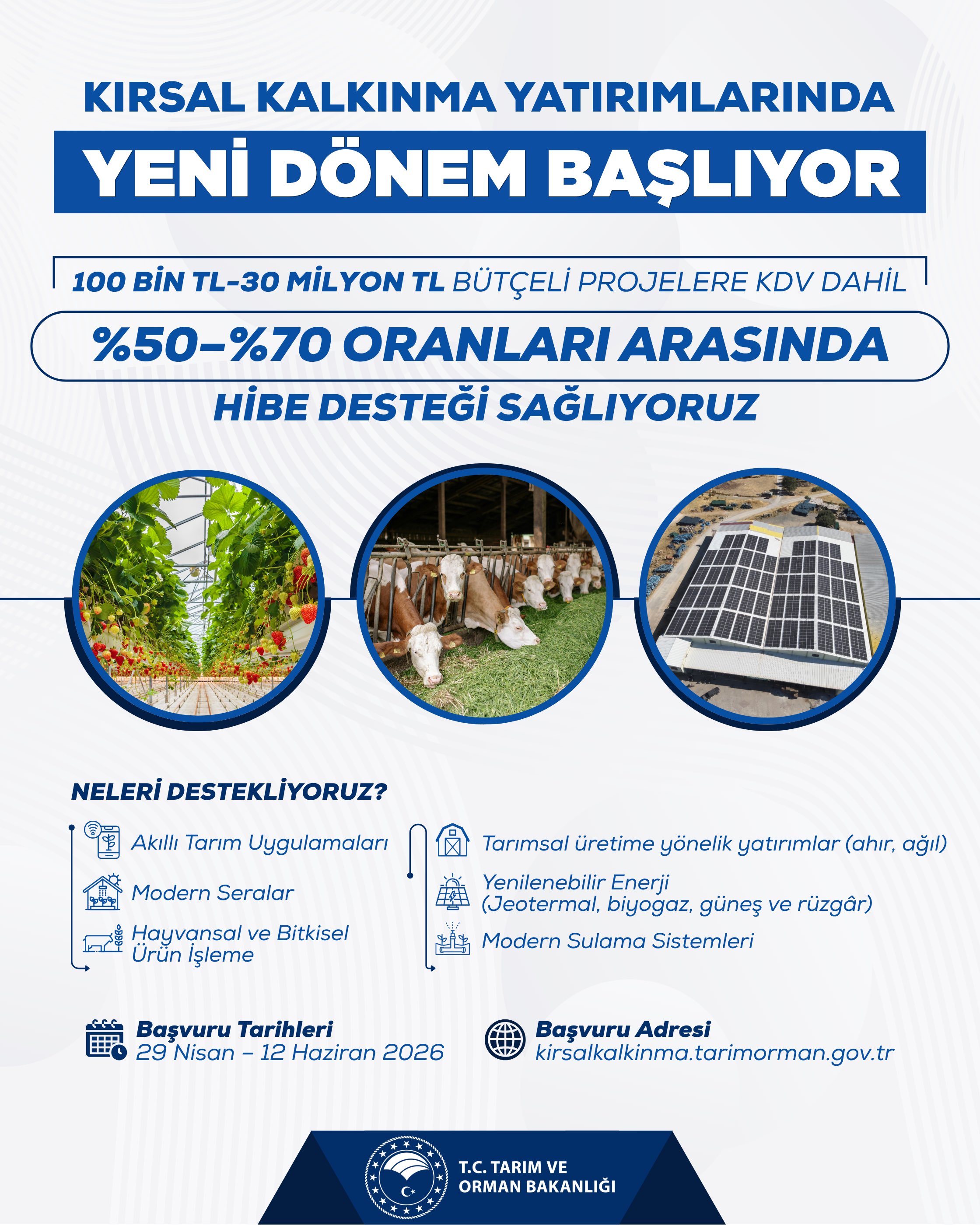 Kırsal Kalkınma Yatırımları için başvurular başladı