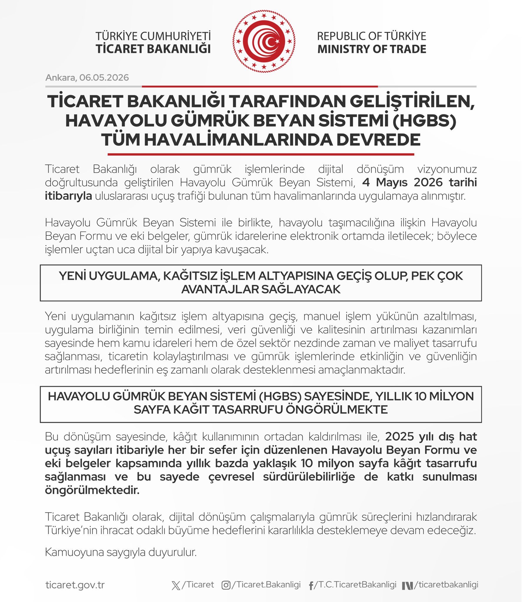 Ticaret Bakanlığı'nın Gümrük Beyan Sistemi Uygulamada