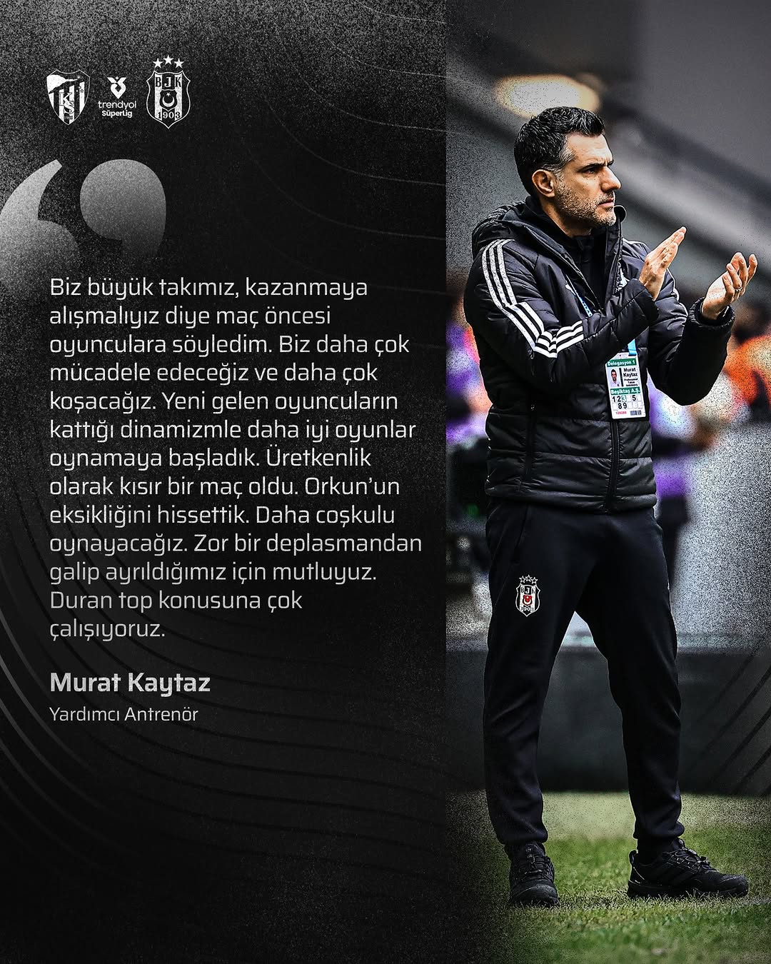 Beşiktaş Spor Kulübü'nden Yardımcı Antrenör Murat Kaytaz'a Teşekkür