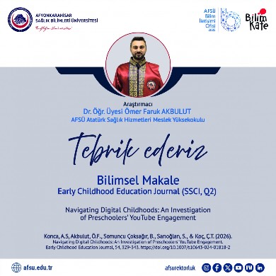 Akademik Başarı: AFSÜ Öğretim Üyesinden Yayınlanan Bilimsel Makale