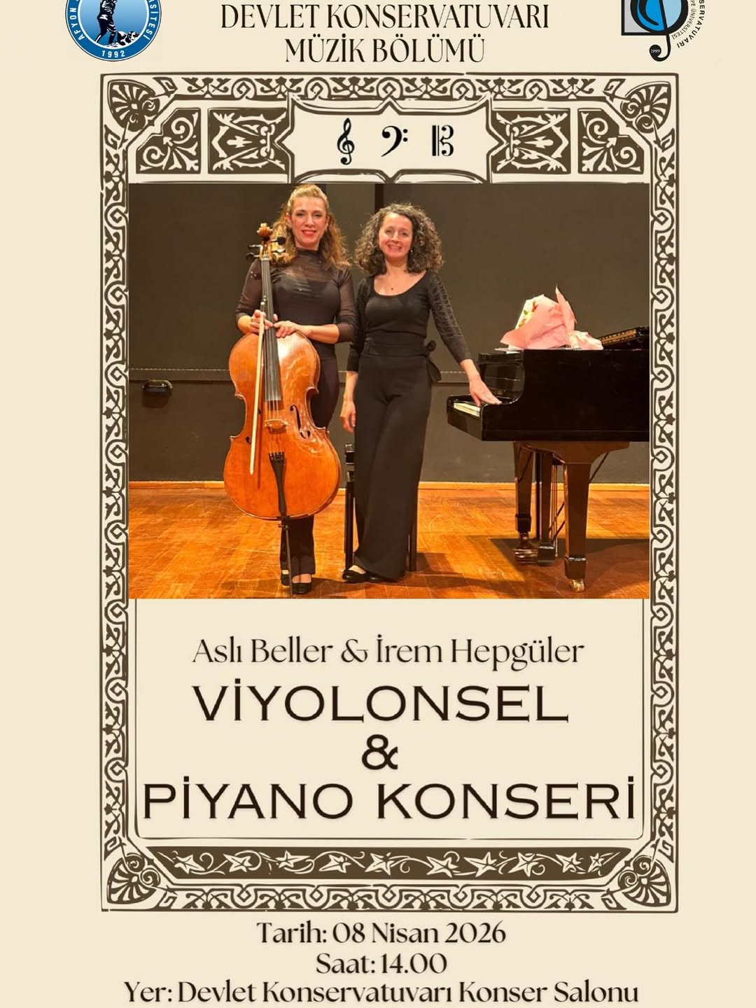 Afyon Kocatepe Üniversitesi'nde Bugün: Viyolonsel & Piyano Konseri