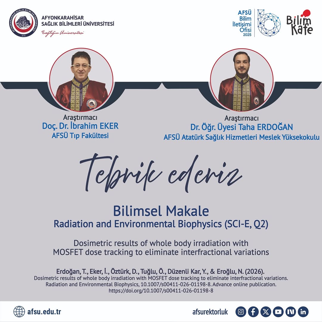 Akademik Başarı: AFSÜ'den Yayınlanan Bilimsel Makale (Radiation and Environmental Biophysics)