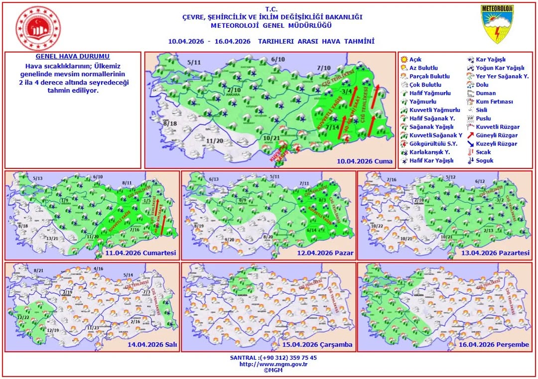 Ülkemizde Haftalık Hava Tahmini: 10 - 16 Nisan 2026