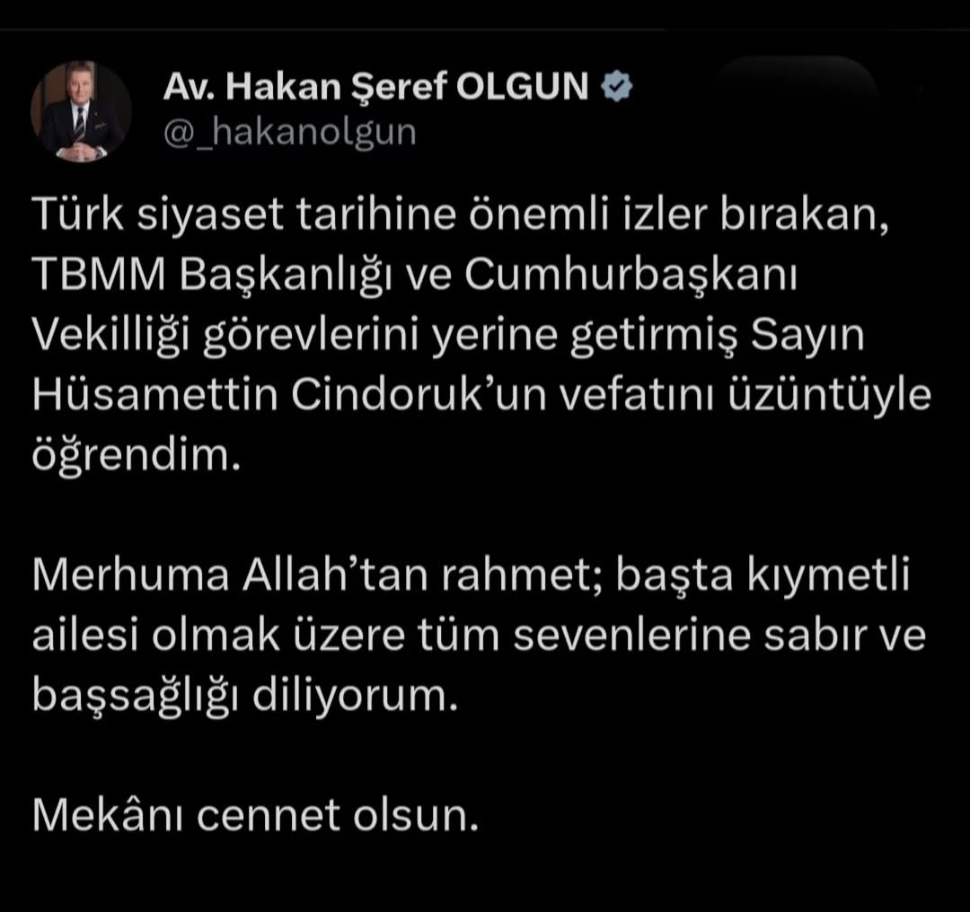 Türk Siyasetine İz Bırakan Hüsamettin Cindoruk'un Vefatı