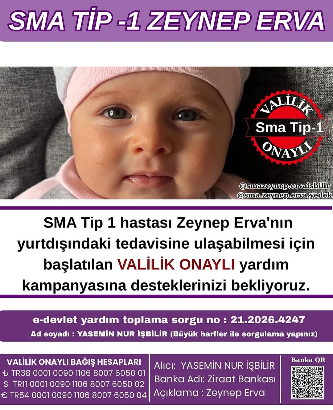 SMA Tip-1 hastası Zeynep Erva için başlatılan kampanyaya destek olabilir misiniz?