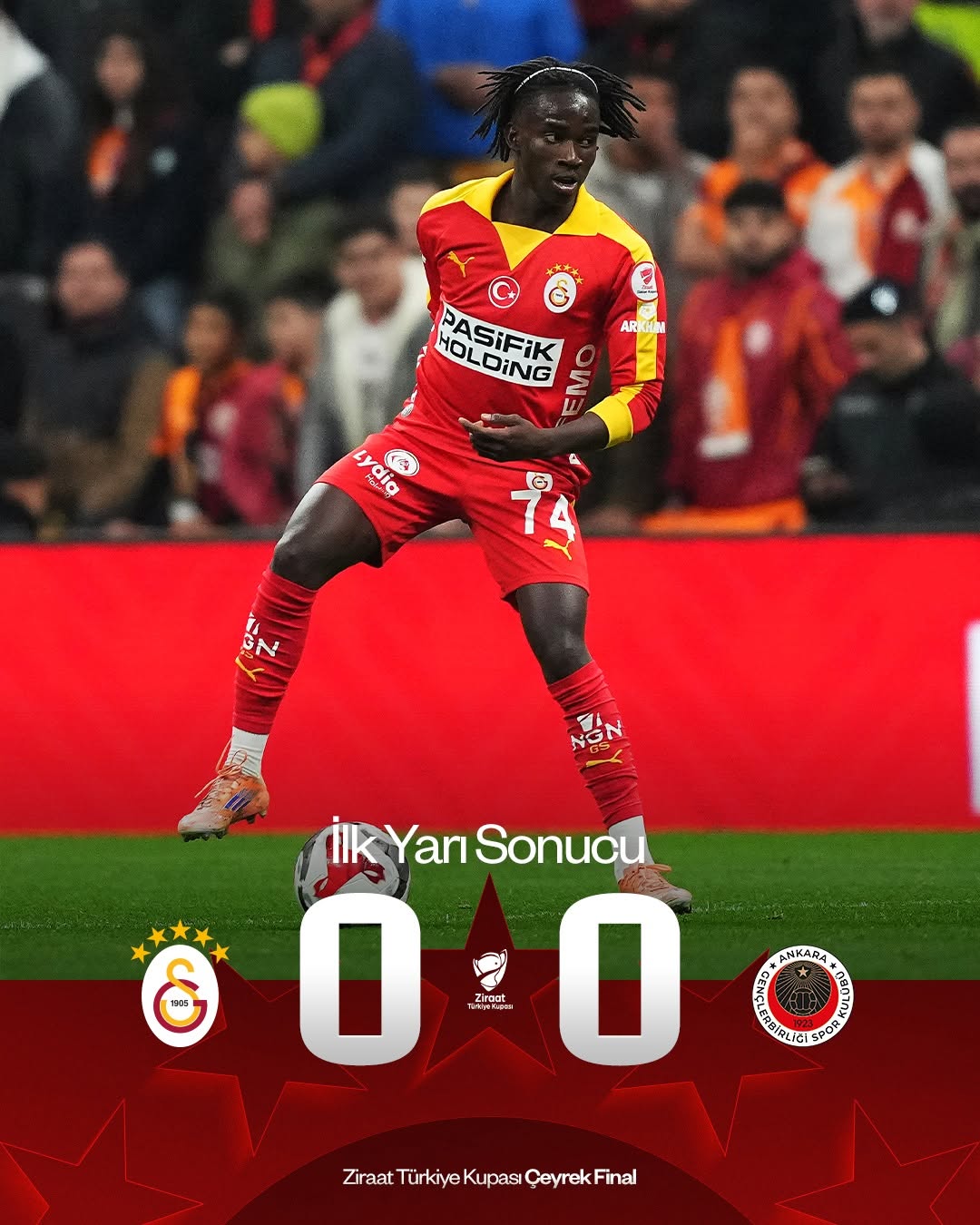 Süper Lig Maçında İlk Yarı Sonucu: Galatasaray 0-0 Gençlerbirliği
