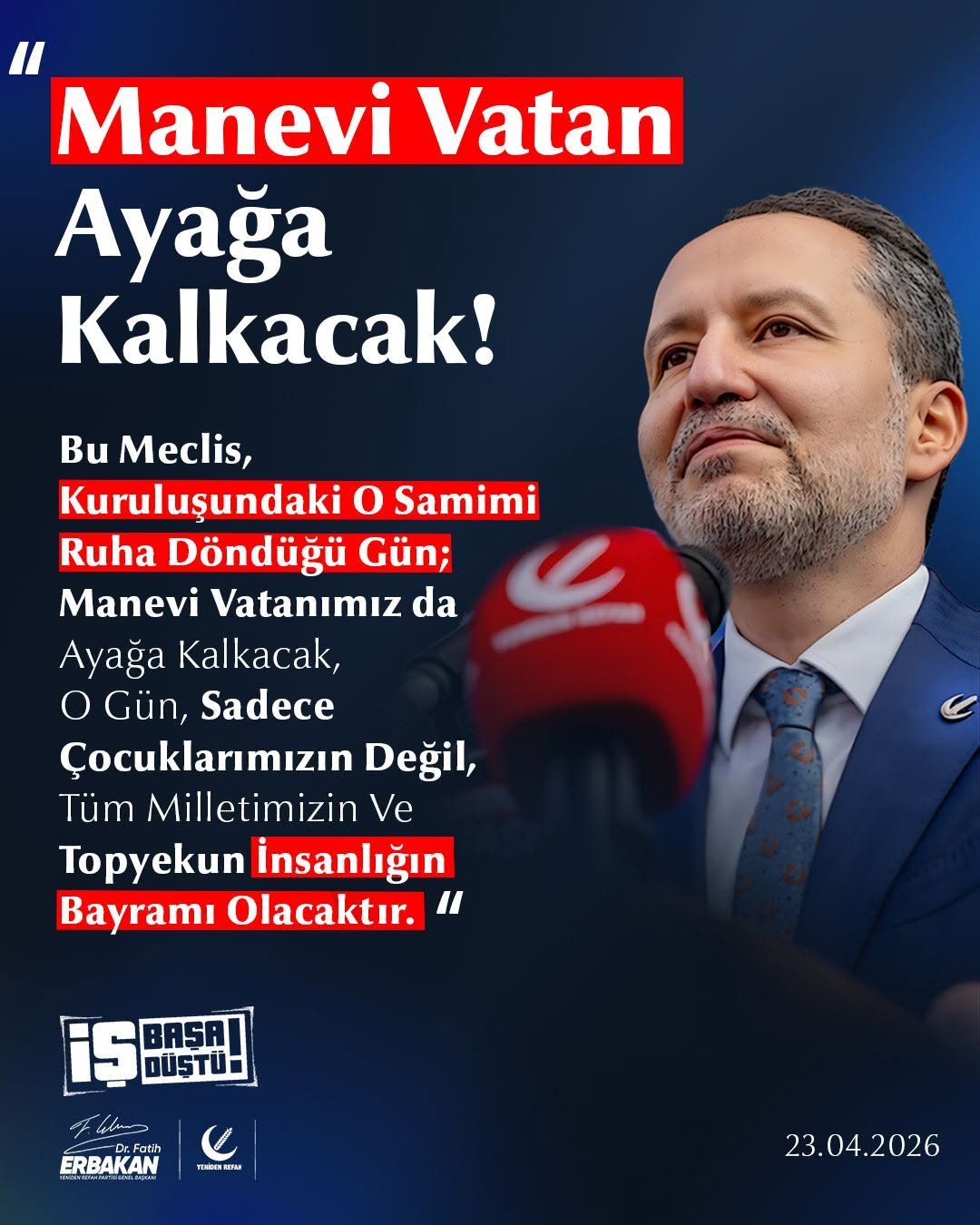 Yeniden Refah Partisi'nden 'Manevi Vatan' Açıklaması