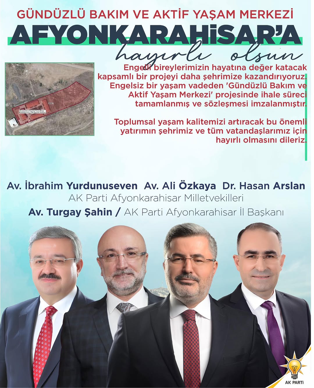 Ak Parti Afyonkarahisar Milletvekili Ali Özkaya'dan Yenice Mahallesine Engelsiz Yaşam Merkezi Müjdesi