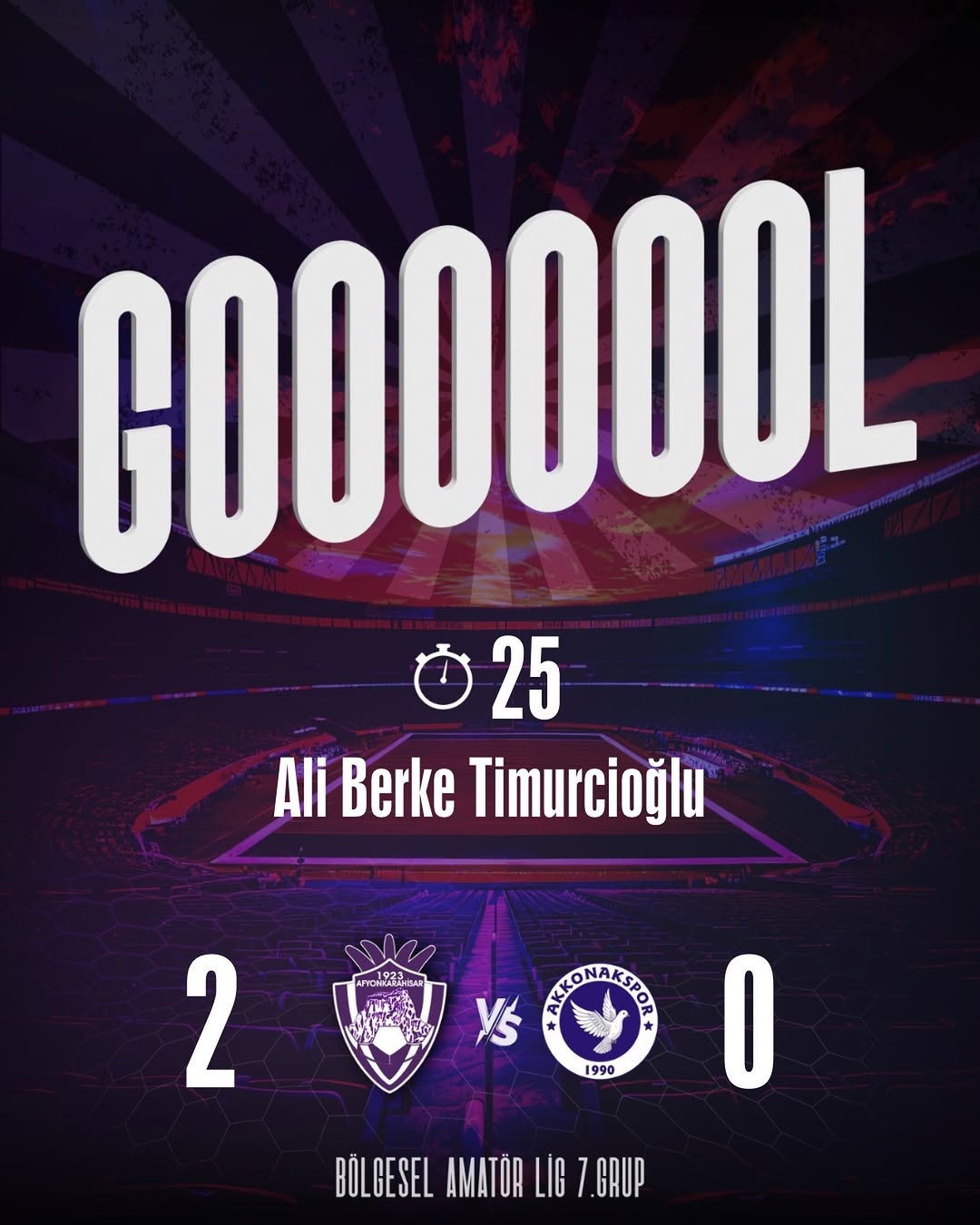 1923 Afyonkarahisar Spor Kulübü'nden Ali Berke Timurcioğlu'na Gol