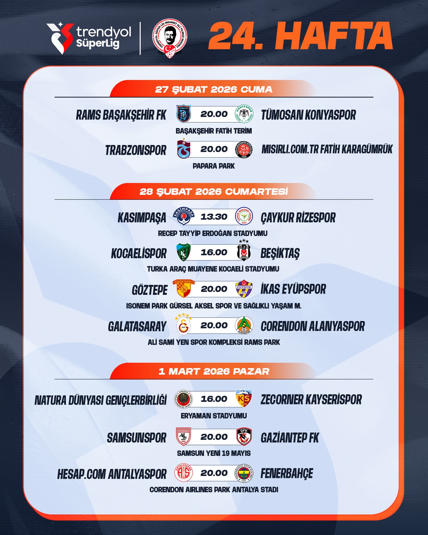 Trendyol Süper Lig'de Heyecan Dorukta: 24-25. Hafta Programı Belli Oldu!