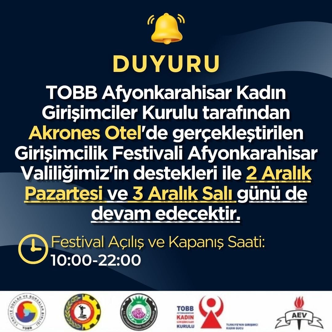 Afyonkarahisar'da Girişimcilik Festivali Başladı