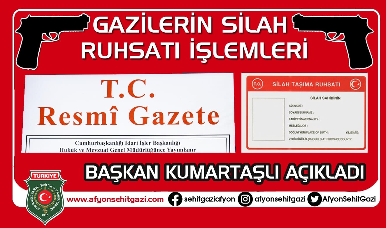 Gazi ve Şehit Yakınlarına Yeni Silah Ruhsatı İmkanı