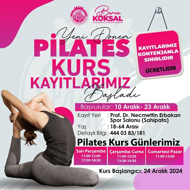 Afyonkarahisar’da Yeni Pilates Kurs Dönemi Başlıyor