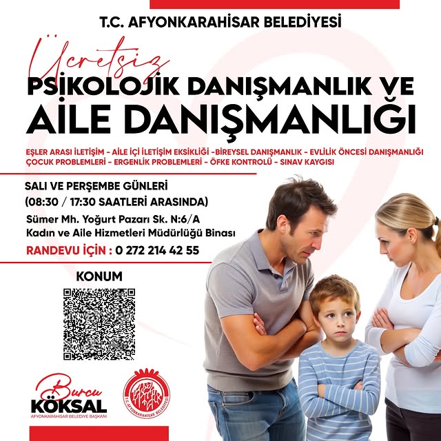 Afyonkarahisar Belediyesi'nden Psikolojik Danışmanlık ve Aile Danışmanlığı Hizmeti