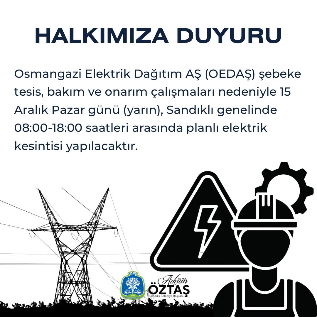 Sandıklı'da Planlı Elektrik Kesintisi Yaşanacak