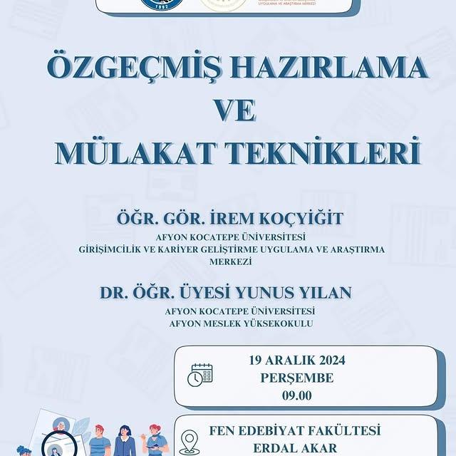 Afyon Kocatepe Üniversitesi'nde Özgeçmiş ve Mülakat Becerileri Eğitimi