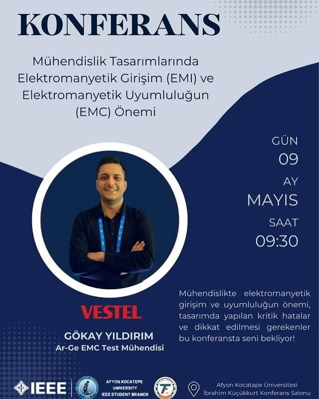 Afyon Kocatepe Üniversitesi'nde Elektromanyetik Girişim ve Uyumluluğun Önemi Konferansı